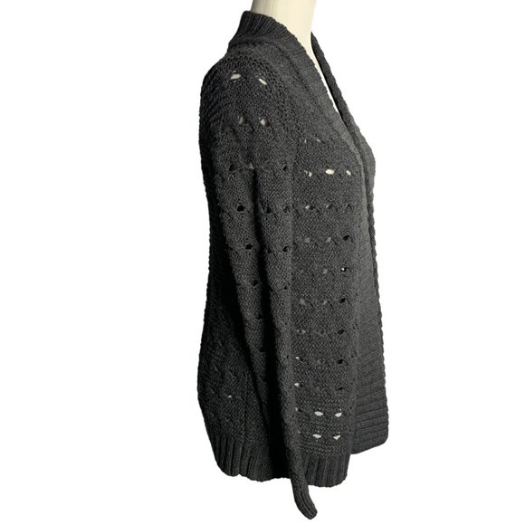 Ann Taylor Chunky Knit Cardigan Sweater S Grey Open Front Loose Long Sleeves - Picture 5 of 6